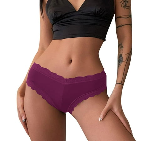 

Zuwimk Womens Panties Sexy Women s Cotton and Lace Thong Underwear Purple M