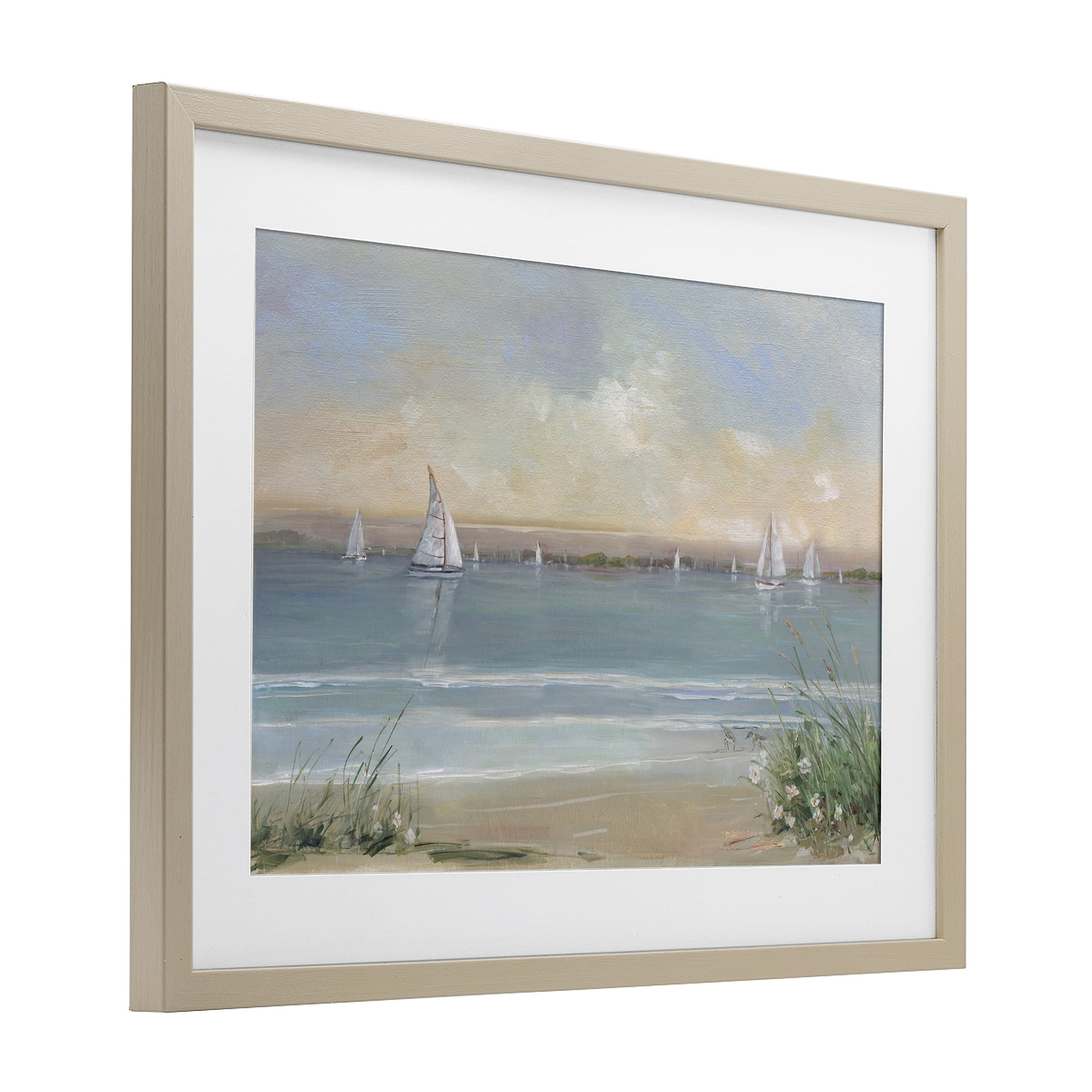 Stupell Industries Coastal Sailing At Dawn Birch Framed Print Under Glass, design by Sally Swatland