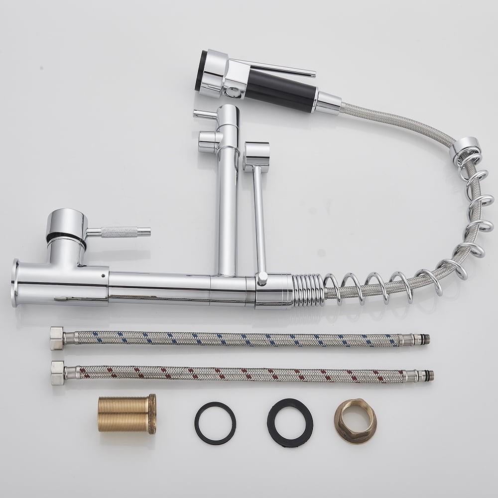 Senlesen Chrome Kitchen Faucet 360Swivel Single Handle Pull Down Sprayer Kitchen Mixer