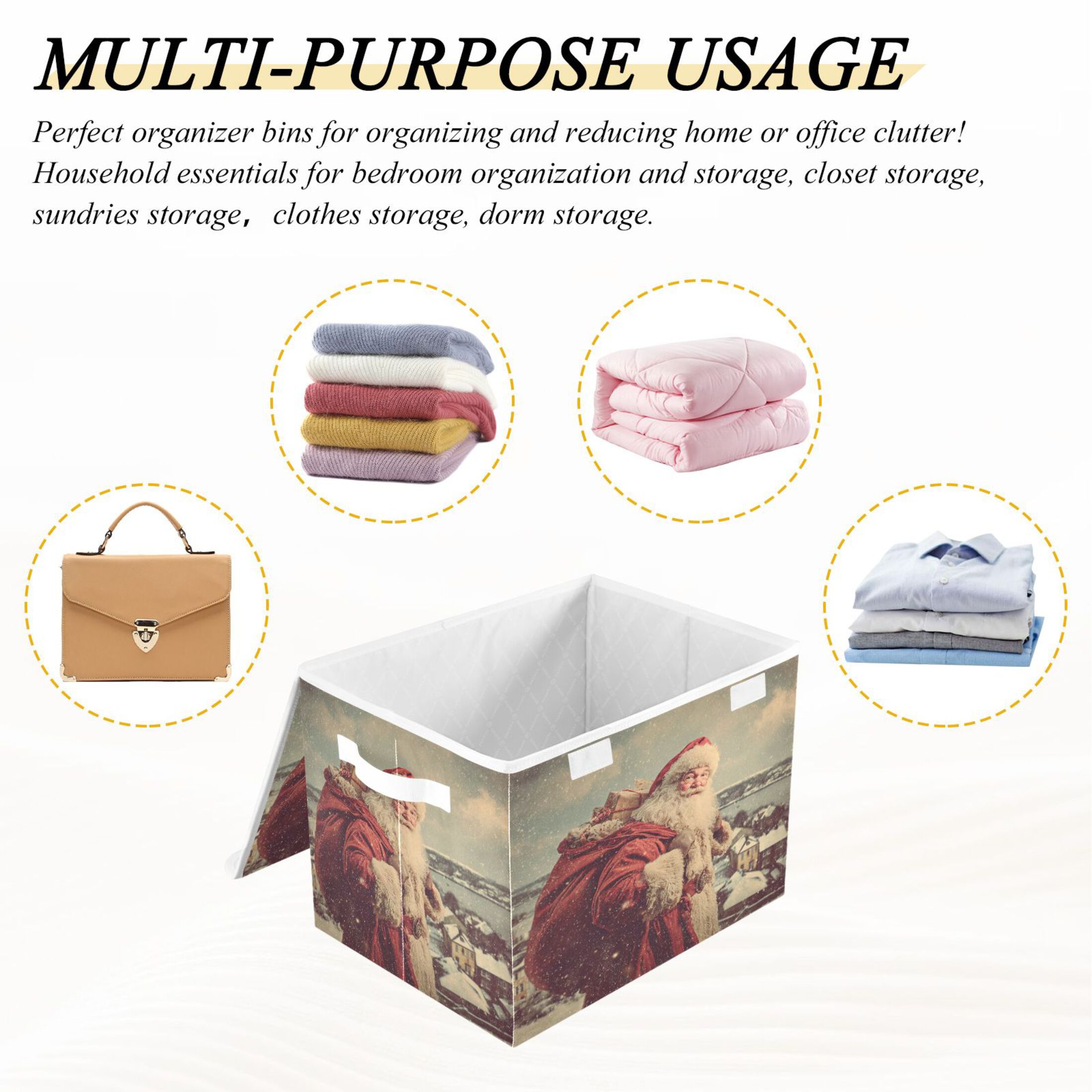 IAUYY 42*32*30cm Storage Bin with Lid Storage Boxes with Handles,300D Oxford Fabric+Hollow Board Applicable to Clothes Storage Office Storage,An Old Photo