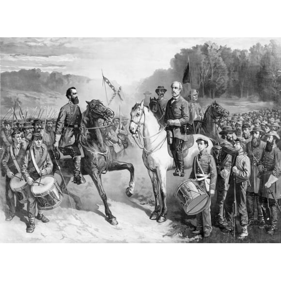 Generals Lee et Jackson./Nlast Réunion des Généraux Robert E. Lee et Stonewall Jackson, 1863. Lithographie, 1879, d'Après une Peinture de J.G. Fay. Affiche Imprimée par (24 x 36)