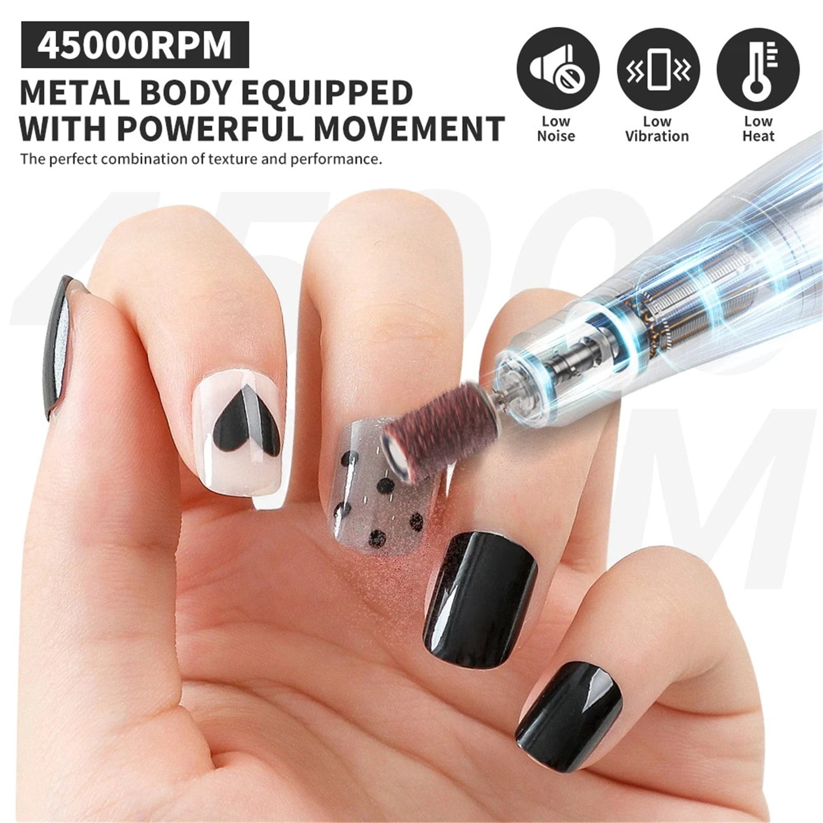 Electric Nail Drill Machine Professional Nail Drills for Gel Nails Polish Rechargeable Portable Nail File Manicure Tool