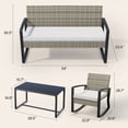 thumbnail image 6 of Patio Furniture Set, Lofka 4 Pieces Outdoor Conversation Set with Rattan Chairs & Loveseat, Removable Cushions for Garden Backyard, Gray, 6 of 10