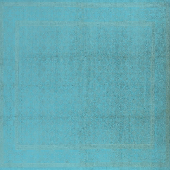 Ahgly Company Indoor Square Solid Light Blue Modern Area Rugs, 6' Square