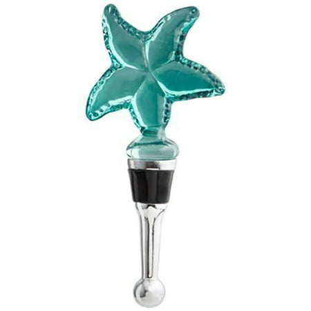Blue Glass Starfish Wine Bottle Stopper