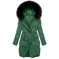 thumbnail image 5 of Xdegoge Long Winter Coat for Women with Faux Fur Hood Zip up Padded Quilted Jackets Warm Long Sleeve Casual Down Coats Fashion Plus Size Outerwear Jacket with Pockets, 5 of 7