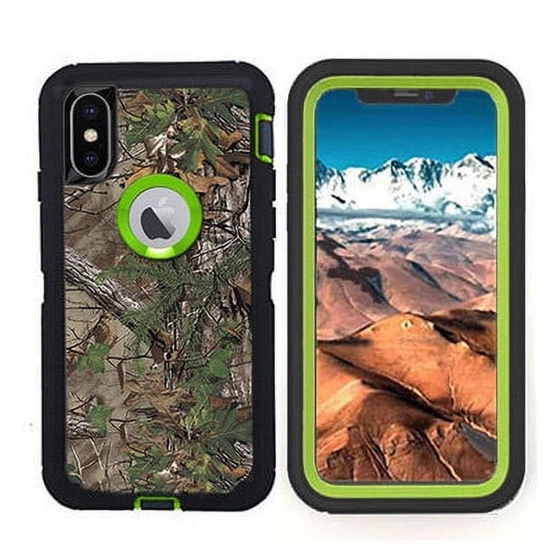 Entronix Funda Resistente para iPhone X, Cubierta Resistente a Prueba de Golpes de Triple Capa con Protección contra Caídas, Camuflaje
