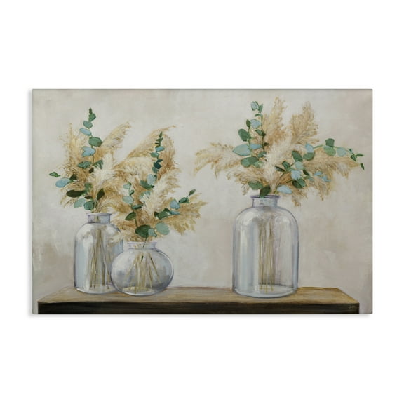 Stupell Industries Pampas & Eucalyptus Botanical & Floral Painting Gallery Wrapped Canvas Art Print Wall Art, 24 x 16