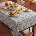 thumbnail image 6 of MeyJey 60”x84” Tablecloths for Rectangle Tables, Waterproof Linen Cotton Farmhouse Table Cloths with Tassel for Kitchen Dining, Blue, 6 of 10