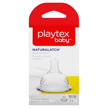 Playtex Baby NaturaLatch Silicone Baby Bottle Nipples, Fast Flow, 2