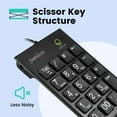thumbnail image 7 of Perixx PERIPAD-202C Wired USB-C Slim Numeric Keypad - Scissor Keys with 2 USB-A Hubs and Tab Key - Compatible for Tablet, Laptop, Desktop - Black, 7 of 7