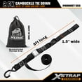 thumbnail image 3 of XSTRAP STANDARD Motorcycle Tie Down Straps, 2 Pack, 3000lb Break Strength, 1.5" x 8FT Heavy-Duty Cambuckle with S Hooks and Soft Loops, Black, 3 of 8