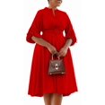 thumbnail image 1 of Women's Satin Mock Neck Flounce Long Sleeve Ruffle Hem A Line Mini Short Dress, 1 of 8