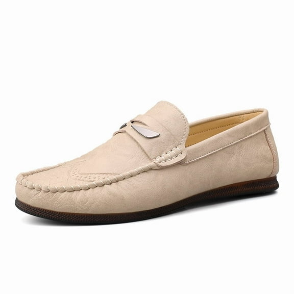 Men's Casual Loafers Slip On Leather Shoes Comfortable Lightweight Driving Shoes Male Moccasins Classic Penny Loafer Flats Boat Shoes Outdoor Walking Shoes