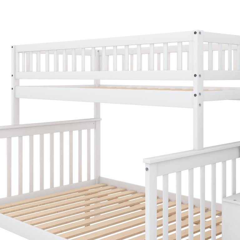 White twin over full bunk bed with stairs outlet