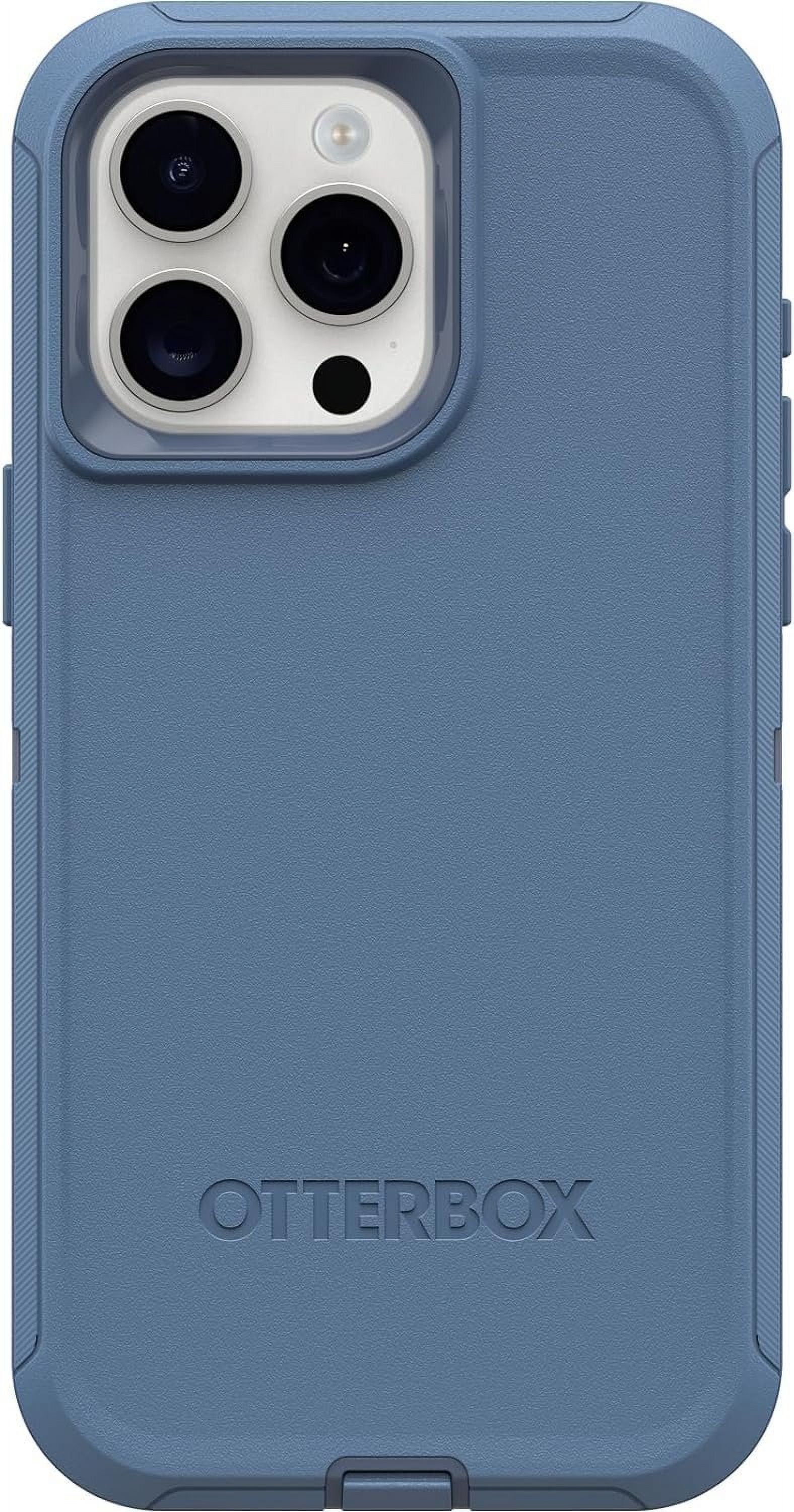 OtterBox iPhone 15 Pro Max Only - Defender Series Case - Baby Blue Jeans Blue - Screenless - Rugged & Durable - with Port Protection - Holster Clip Includes - Non-Retail Packaging