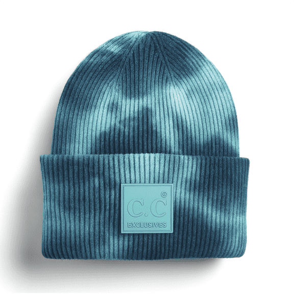C.C Tie Dye Knit Beanie, Deep Teal Sea Green