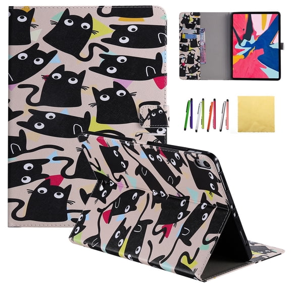 New iPad Pro 11 2018 Case, Allytech PU Leather Flip Foilo Stand Case Cover with Credit Card Slots & Strong Magnetic Claspp for Apple iPad Pro 11" 2018 Model, Mini Cat