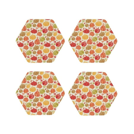 

Tideii Cute Colorful Pumpkins for Leather Coasters 4 Pieces Anti-fouling and Anti-scalding Decorative Coasters Suitable for Restaurants Kitchens Coffee Shops-Hexagon