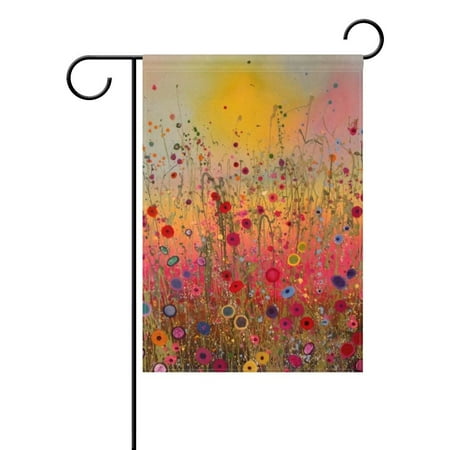 POPCreation Nature Spring Summer Autumn Winter Flower Seasonal Watercolor Decorative Garden Flag 12x18 Inches Abstract Art Floral Outdoor Welcome Flag Banner for Wedding Home Garden