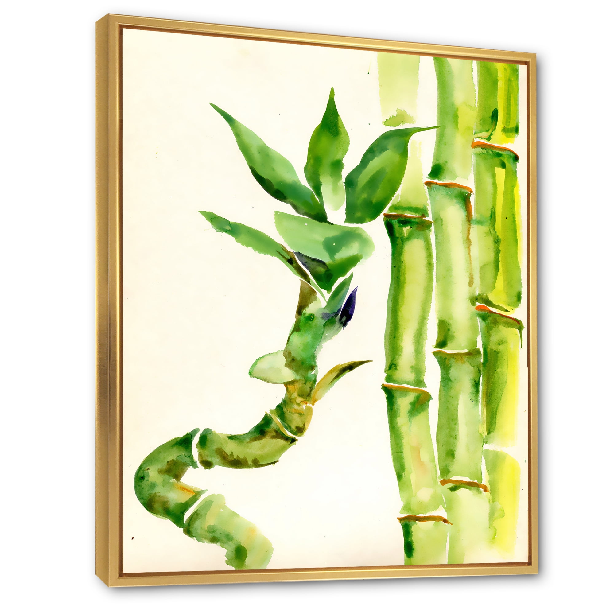 Designart 'The Forest of Bamboo Branches VI' Tropical Framed Canvas Wall Art Print