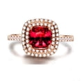 thumbnail image 2 of 1.50 Carat cushion cut Ruby and Diamond Halo Engagement Ring in Rose Gold, 2 of 4