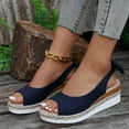 thumbnail image 3 of nsendm Women Sandal Adult Female Style Sandals Women Rubber Ladies Summer Simple Solid Colour Fish Mouth Pedicure Sandals for Women with Toe Separator Blue 9, 3 of 7