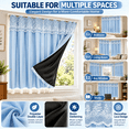 thumbnail image 3 of No-Drill Adhesive Blackout Curtains, Lace Double Layer Thermal Insulated Light-Filtering Drapes, Room Darkening Reusable for Bedroom Bay Window Living Room, Blue, 3 of 7