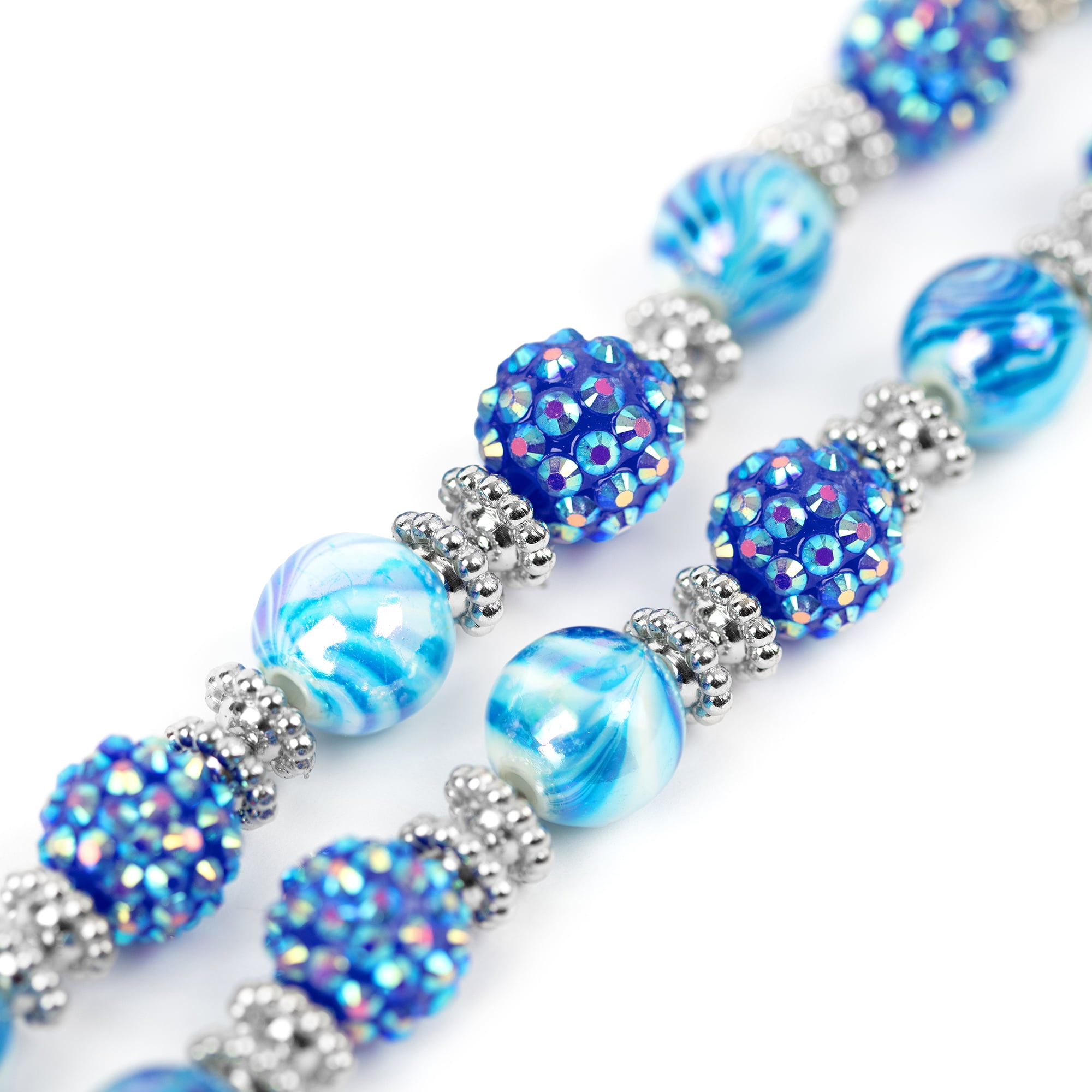 (2 pack) Cousin DIY Acrylic Shambala Bead Strand, Blue AB/White, 17 in, 54 Piece, Unisex, Adult, AJM63518529
