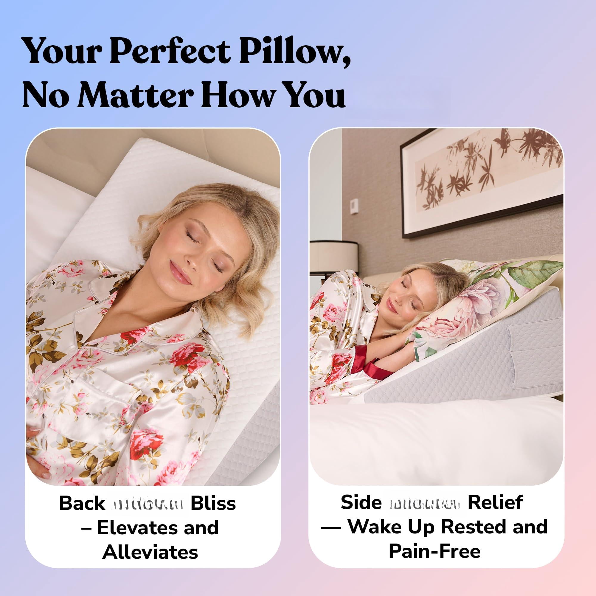 12" Bed Wedge Pillow For Sleeping After  Support Leg Elevation Acid Reflux Neck Sleep 3.0" Memory Foam Top Triangle Incline