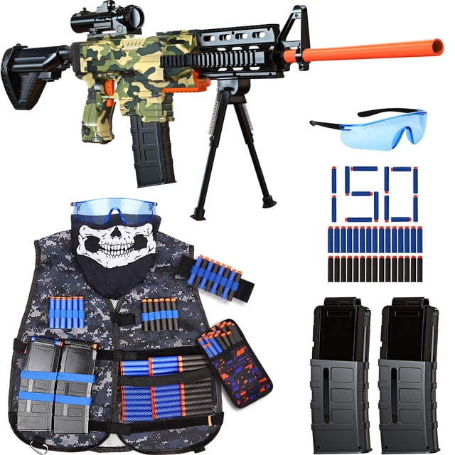 Rifle de francotirador automático Toy Gun Vioofun con chaleco táctico y 150 dardos