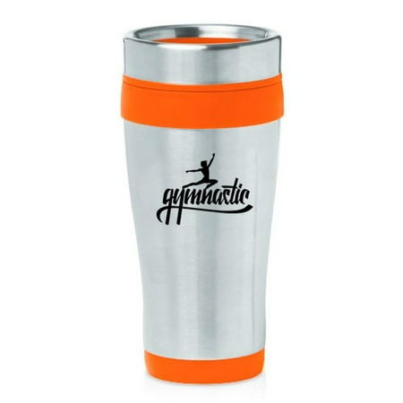 

16oz Insulated Stainless Steel Travel Mug Gymnastic Calligraphy (Orange )
