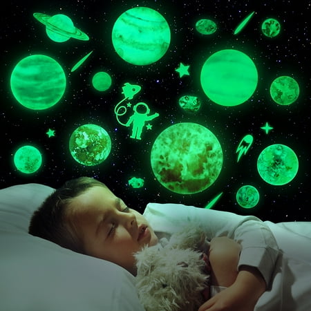 

Toyvian 133pcs Glow in The Dark Stickers Fluorescent Stars Planets Wall Ceiling Stickers Kids Dreamlike Room Home Decor DIY Art Decals (Green)