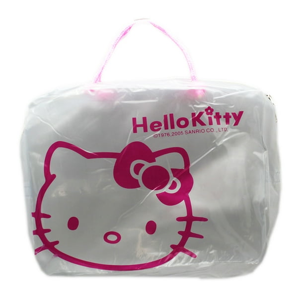 Plastic Tote Hello Kitty Clear Plastic Zippered Bag w/Pink Carry