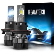 BEAMTECH H13 LED Bulbs,6500K Extremely Super Bright 9008 30mm Heatsink Base CSP Chips Conversion Kit,Xenon White Small