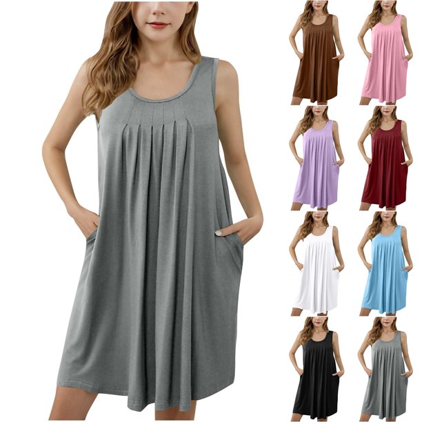Girls' Summer Dress Kids 2025 Sleeveless Summer Casual Loose Fit Dress with Pockets Lightweight Comfortable and Stylish for Daily Wear ,Sie:140