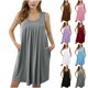 thumbnail image 1 of Girls' Summer Dress Kids 2025 Sleeveless Summer Casual Loose Fit Dress with Pockets Lightweight Comfortable and Stylish for Daily Wear ,Sie:140, 1 of 9