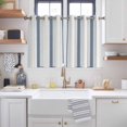 thumbnail image 2 of Blue Beige Kitchen Curtains Short 54 Inch Length, Modern Abstract Gradient Vertical Stripes Grommet Top Bedroom Living Room Curtains, Light Filtering Cafe Curtain Drapes 2 Panels Set 84''x54'', 2 of 9