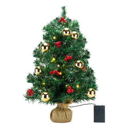 Zimtown Mini Christmas Tree Set with Clear Lights with Ornaments, Best DIY Christmas