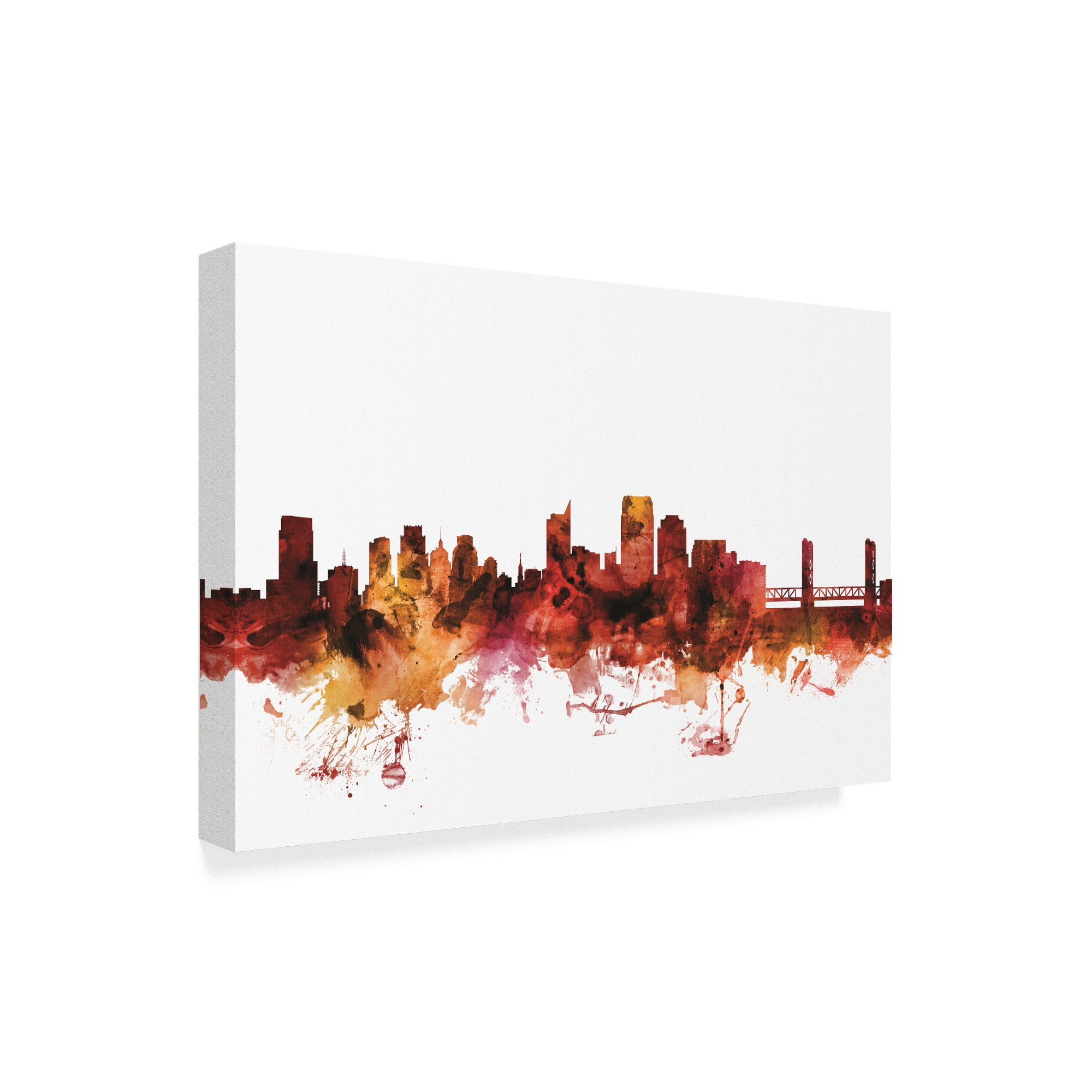Trademark Fine Art 'Sacramento California Skyline Red' Canvas Art by Michael Tompsett