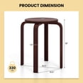 thumbnail image 3 of Costway Set of 4 18" Stacking Stool Round Dining Chair Backless Wood Home Decor Dark Brown, 3 of 9