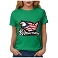 thumbnail image 4 of mgoYE Women 250 Anniversary Shirt Patriotic Tops Tee Happy 250th Birthday Clothes for Women Green L, 4 of 8