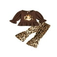 thumbnail image 1 of Toddler Girl Thanksgiving Outfits Long Sleeve Turkey Pullover Top Leopard Flared Pants Clothes Set 2pcs, 1 of 9