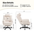 thumbnail image 3 of Hawsaiy Big and Tall Office Chair with Footrest, Ergonomic Executive Desk Chair with Flip-Up Arms, Reclining High Back Computer Chair with Headrest & Side Pockets, White, 3 of 10