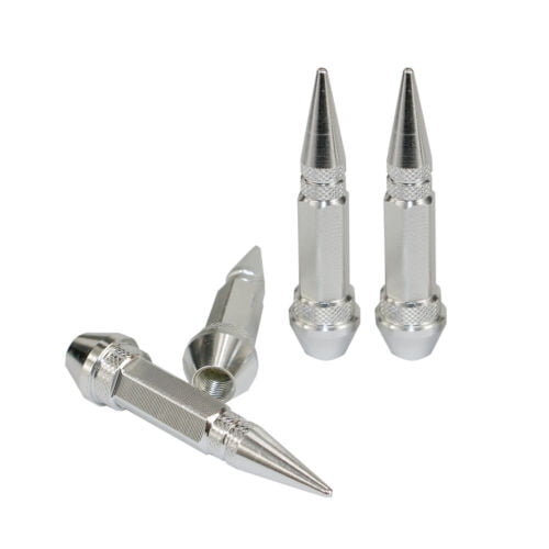 Silver Aluminum Racing Car Tire Wheel Rim Valve Cap Spiked Air Port Cover Stems