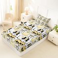 thumbnail image 4 of Manfei Halloween Skull Cherry Twin Sheets 3pcs, Kawaii Floral Ghost Bow Bat Bedding, Yellow White Black,1 Fitted Sheet, 1 Flat Sheet and 1 Pillowcase, 4 of 5