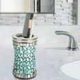 thumbnail image 2 of nu steel Sea Foam Collection Tumbler Cup, Holder for Makeup, Toothbrushes, Brushes On Bathroom, Vanity Countertops, College Dorm, Aqua Finish, Mosaic Glass/stainless steel, Model:SF5H, 2 of 4