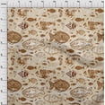 thumbnail image 4 of oneOone Cotton Silk Light Brown Fabric Asian Block Fish Quilting Supplies Print Sewing Fabric By The Yard 42 Inch Wide, 4 of 4
