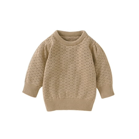 

Toddler Kids Knitted Pullover Autumn Winter Sweater Long Sleeve Solid Color Hollow Out Knitwear Jumper Coat Outwear