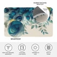 thumbnail image 3 of Teal Turquoise Door Mat Indoor Outdoor, Peacock Feathers Aesthetics Eucalyptus Non Slip Welcome Mat with Rubber Backing, Absorbent Fabric Front Door Mats Entryway Rug for Home Patio Entrance 18"x30", 3 of 9